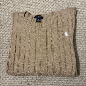 Polo by Ralph Lauren Tan Cable Knit Crewneck Sweater